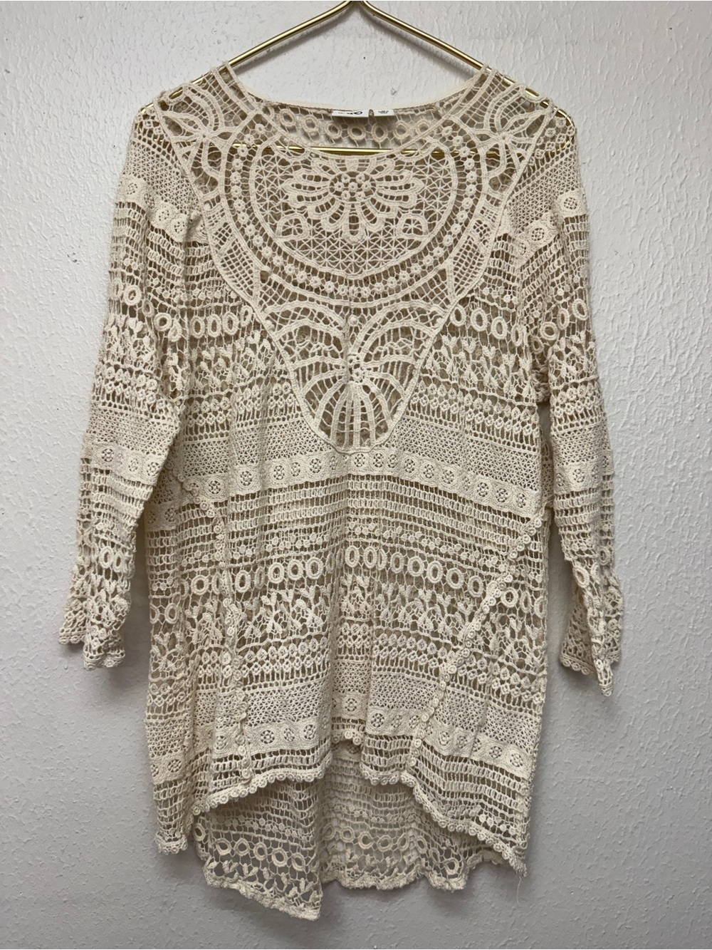 Cato Lightweight Crochet Knit Sweater - Cream XL